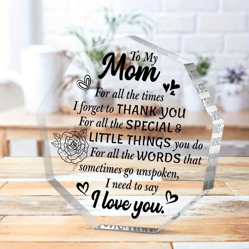 Acrylic Ornament, Transparent Acrylic Plaque, Mom Gift, Birthday Gift for Mom, Commemorative Decorations, Home Decor, Gift for Mom