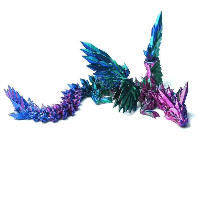 Multicolor 3D Printed Dragon Figurine with Wings, 1 Count Creative Desktop Ornament for Room Decor, Fidget Toy, Home Living Room Decor, Car Decor