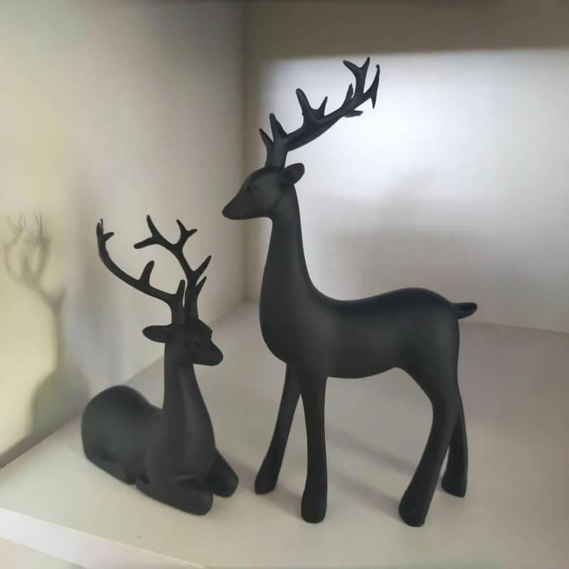 Deer Design Resin Ornament, 2 Counts Creative Desktop Decoration, Home Decor for Living Room, Office, Bookshelf, Tabletop