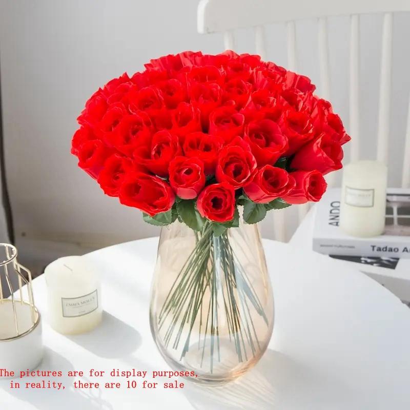 Artificial Rose Bouquet, 10pcs DIY Faux Flowers Bouquet for Room Home Decor, Decorative Ornaments for Home Office Bedroom Wedding Party, Summer Gift