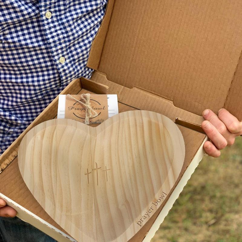 Wooden Heart Shaped Prayer Bowl, 1 Count Creative Wooden Heart Shaped Ornament, Home Decor for Living Room or Prayer Room, Collectible Pieces