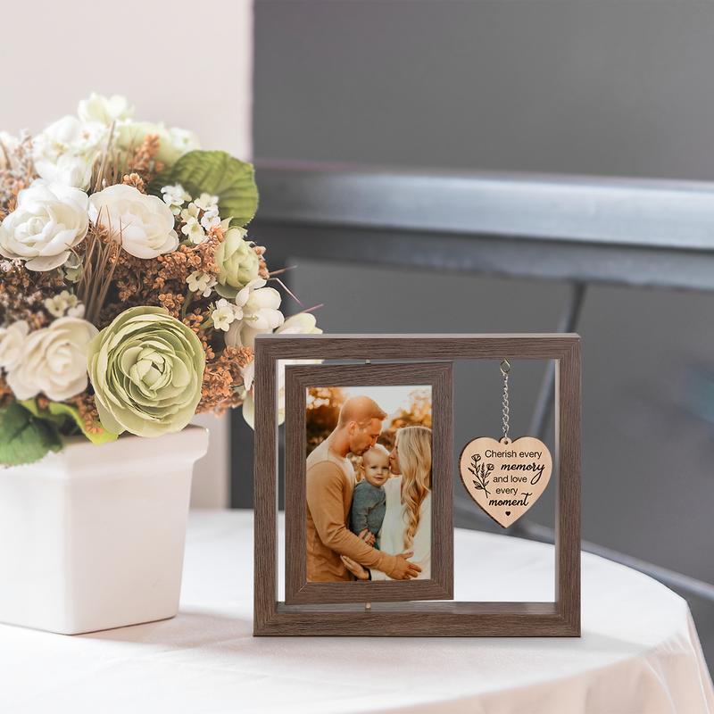 360° Floating Wooden Rotating Photo Frame, Gift for Family, Friends, Couples & Pet Lovers. Ideal for Birthdays, Anniversaries, Valentine's Day