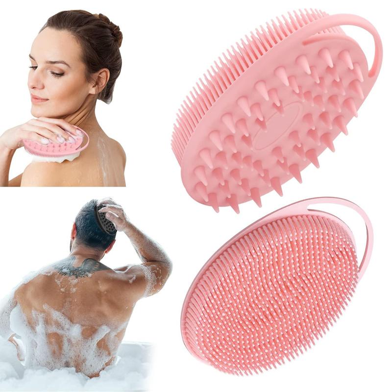 Silicone Body Scrubber, Shower & Scalp Massager Shampoo Brush, Soft Silicone Double-sided Body Brush