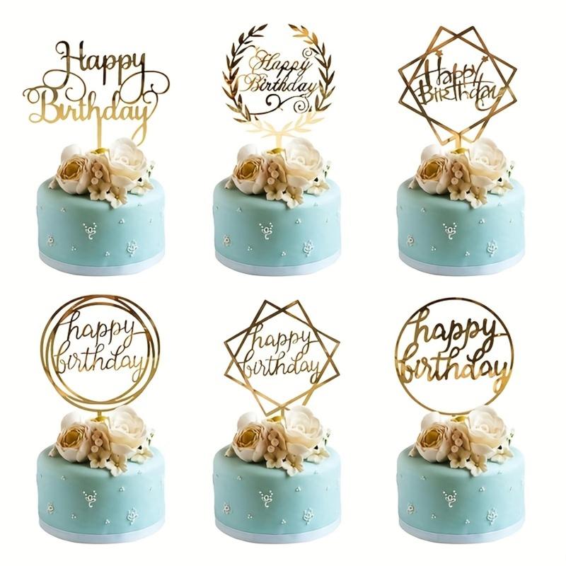 Happy Birthday Cake Topper, 6 Counts set Acrylic Cake Topper, Birthday Party Cake Decoration, Baby Shower Cake Decoration