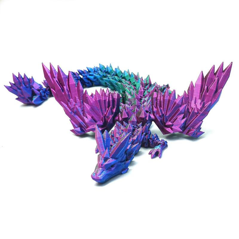 Multicolor 3D Printed Dragon Figurine with Wings, 1 Count Creative Desktop Ornament for Room Decor, Fidget Toy, Home Living Room Decor, Car Decor