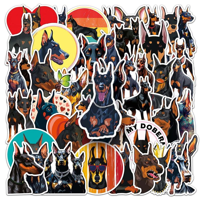 Doberman  Dog Stickers (50pcs set), Waterproof Self Adhesive Decorative Stickers for Gift Greeting Card Water Bottle Laptop Phone