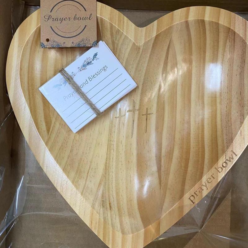 Wooden Heart Shaped Prayer Bowl, 1 Count Creative Wooden Heart Shaped Ornament, Home Decor for Living Room or Prayer Room, Collectible Pieces