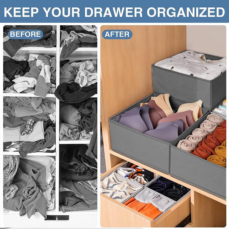 8 Counts Fabric Drawer Organizers Set Of 8 for Clothes, Socks, Underwear, Ties Boxes