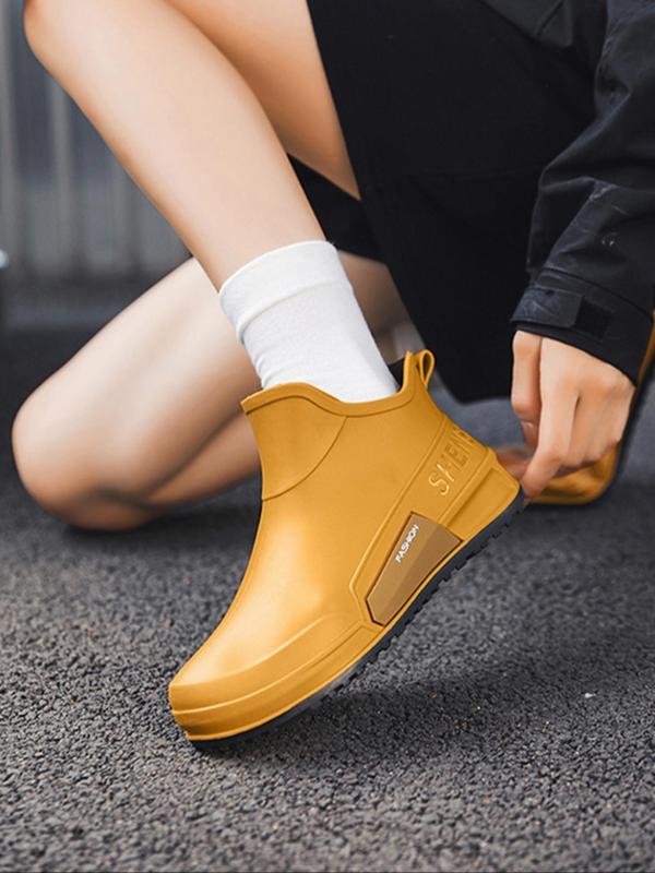 Women's Fashionable Solid Color Ankle Boots, Casual Waterproof Rain Boots for Outdoor, Female All-match Trendy Shoes for Daily Wear