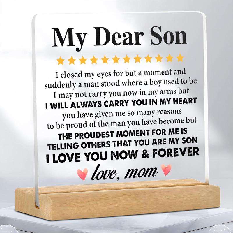 Creative Gift for Son,  Clear Acrylic Ornament, Desktop Decoration, Meaningful Gift From Mom To Son, Birthday & Graduation Gift