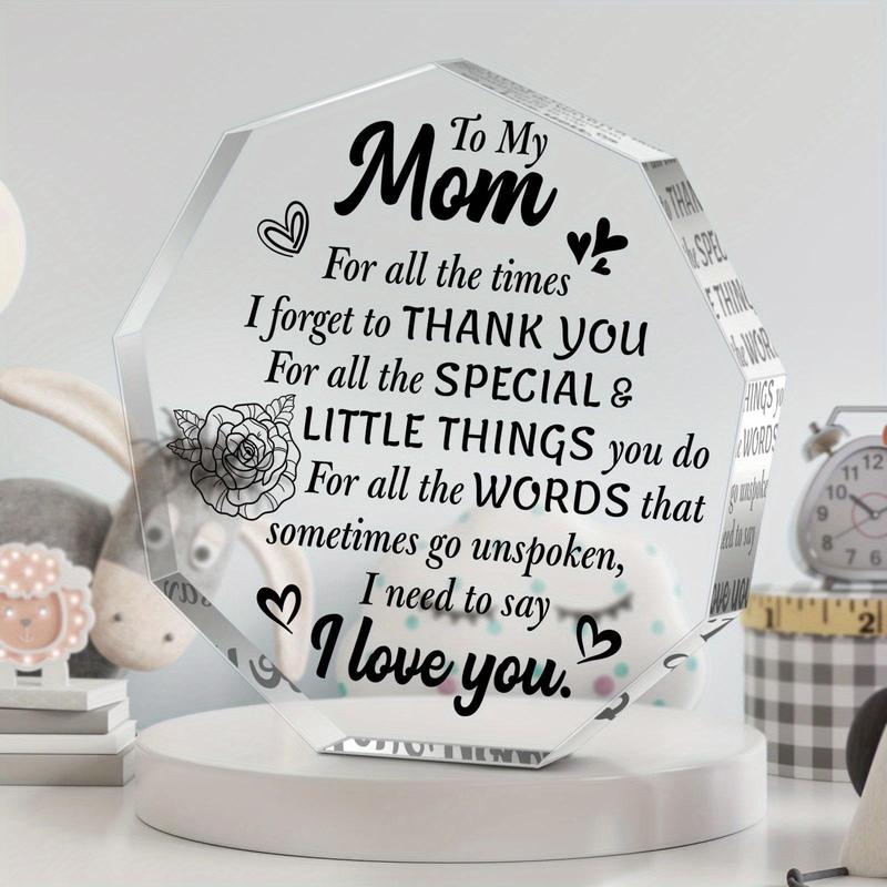 Acrylic Ornament, Transparent Acrylic Plaque, Mom Gift, Birthday Gift for Mom, Commemorative Decorations, Home Decor, Gift for Mom