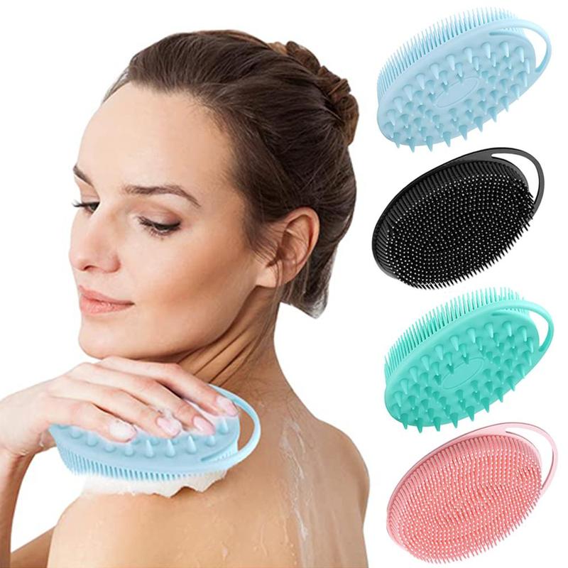 Silicone Body Scrubber, Shower & Scalp Massager Shampoo Brush, Soft Silicone Double-sided Body Brush