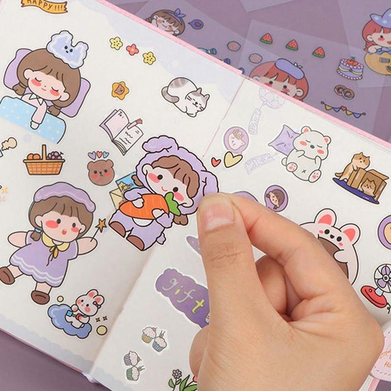 Cute Girl Cartoon Character Pattern Sticker, 50 100pcs box Transparent Sticker, Decorative Sticker for Diary, Cup, Phone, Refrigerator