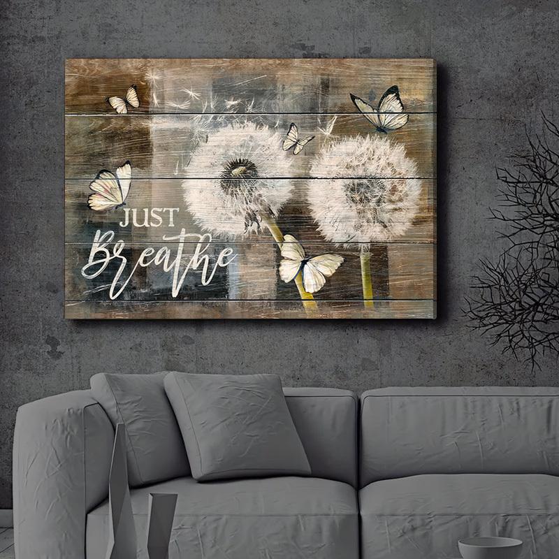 Rustic Chic Wall Art - Beautiful White Dandelion and Butterfly Print with Inspirational Quotes - Bedroom, Living Room, and Country Home Frameless Ornaments Poster