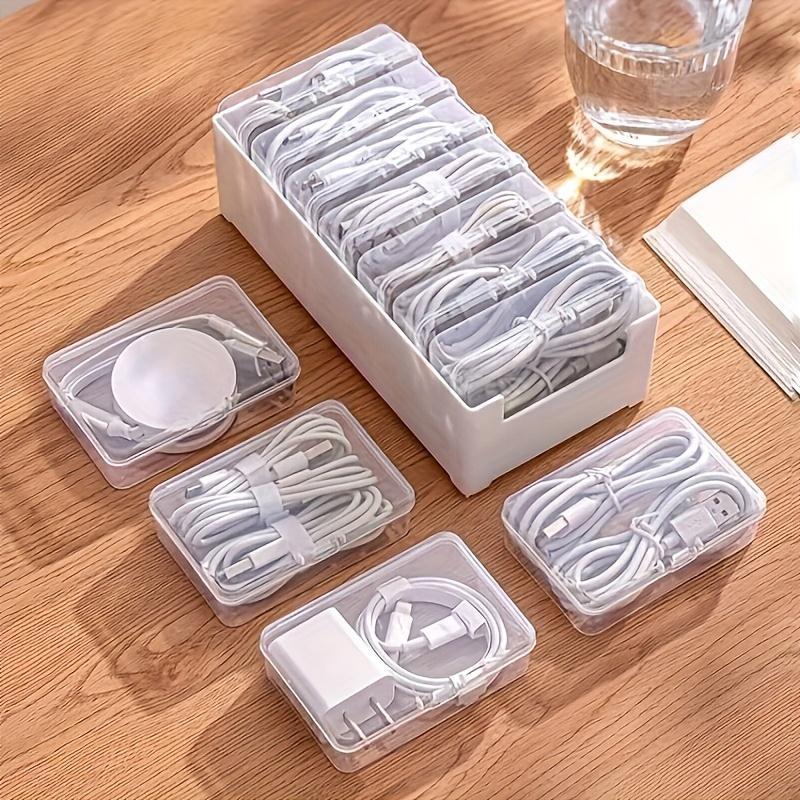 Cable Management Box, 1 Set Cable Organizer Including 7 Counts Flip Style Small Boxes & 1 Count Large Box, Desktop Charging Cable Storage Box for Office Home