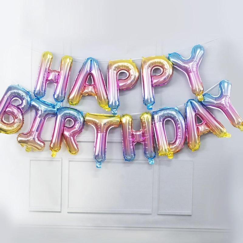 Letters Shaped Balloon, 13pcs set Solid Color Birthday Balloon for Birthday Celebration