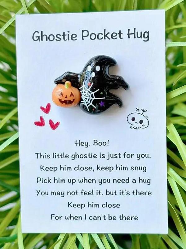 Ghost Pocket Hug & Encouragement Card, Multifunction Jewelry Making Charm, Perfect for Halloween, Birthdays, Weddings, and Back-to-school Gifts