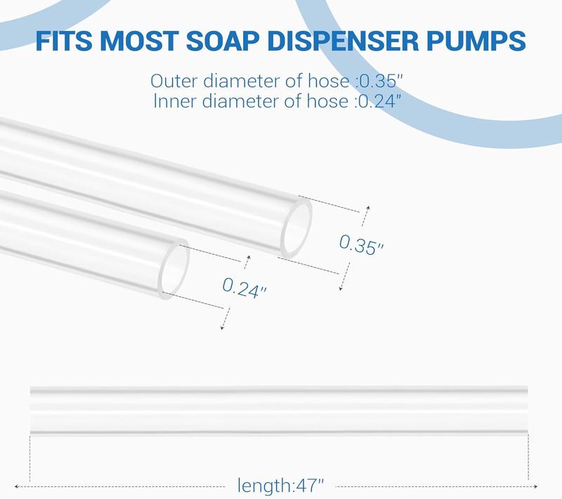 Kitchen Hack- Sink Soap Dispenser Tube Kit, 47” with Upgraded Check Value, Never Fill The Little Bottle Again