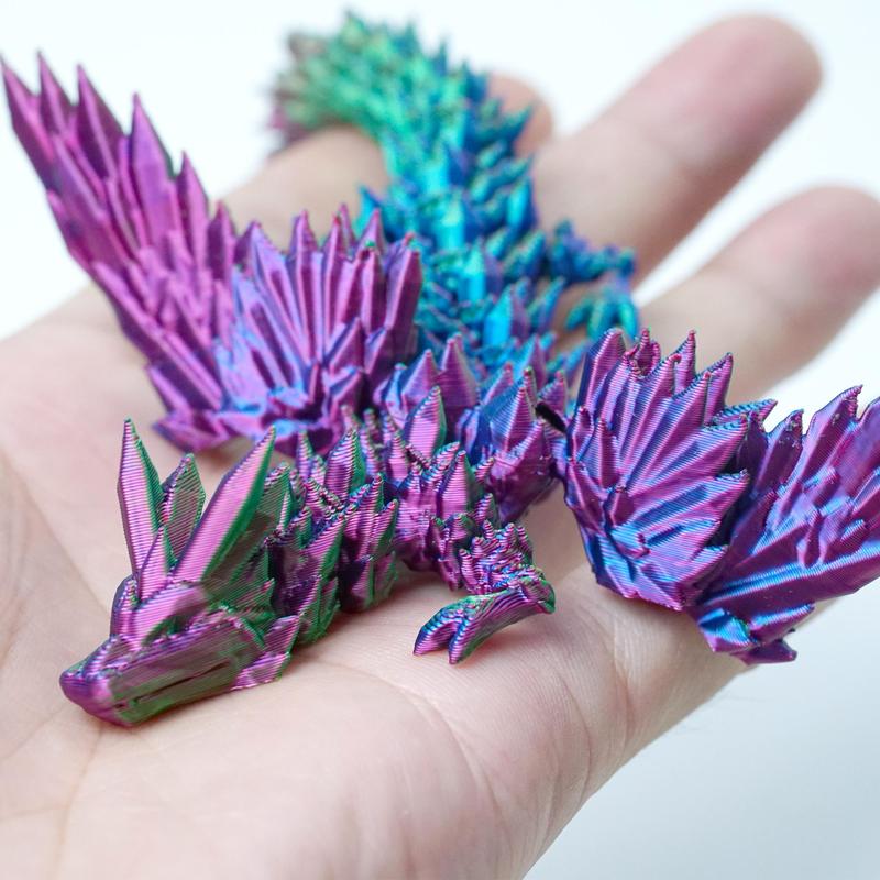 Multicolor 3D Printed Dragon Figurine with Wings, 1 Count Creative Desktop Ornament for Room Decor, Fidget Toy, Home Living Room Decor, Car Decor