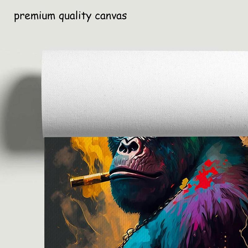 Gorilla Pattern Unframed Painting, 1 Count Modern Fashion Style Canvas Wall Art, Wall Decor for Home Living Room Bedroom Office School