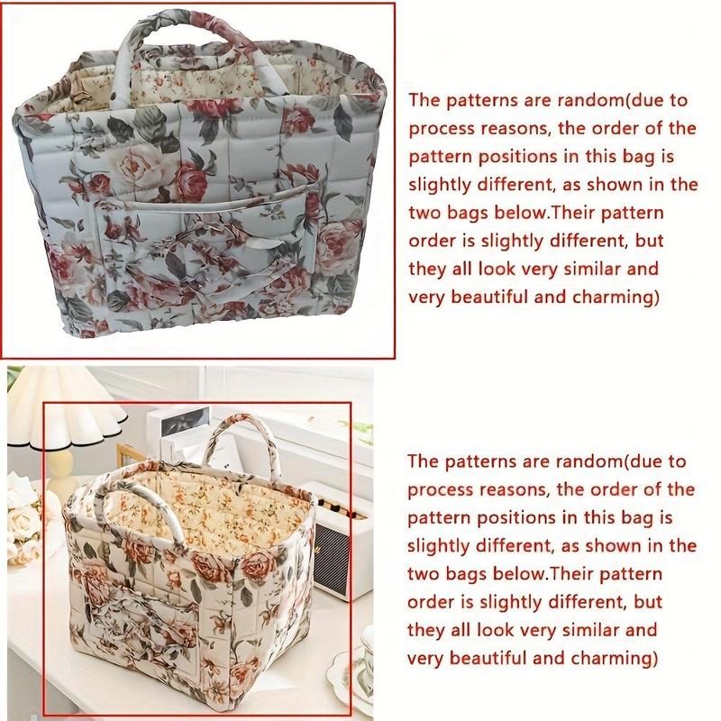 Floral Pattern Storage Basket, 1 Count Collapsible Storage Basket with Handle, Home Organizer for Living Room Bedroom Dormitory Office, Home Decor