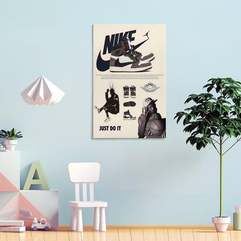 Hypebeast Sneaker Poster Hypebeast Shoes Poster for Boys Guys Men Room - AJ-Travis Scott - Wall Art Poster Shoes Painting