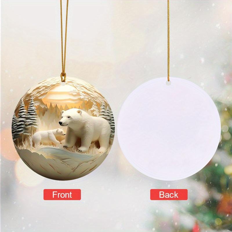 Polar Bear Design Hanging Ornament, 1 Count 2D Acrylic Hanging Decor, Winter Christmas Tree Festival Home Kitchen Outdoor Decor