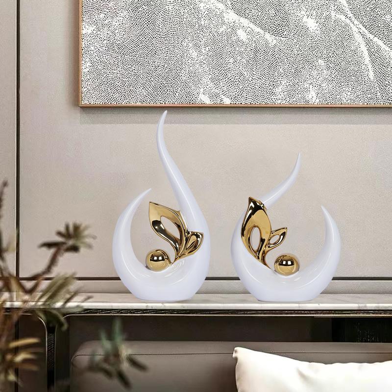 2 Pieces Home Decor, Table Centerpiece, Ceramic Mid-Century Modern Bookshelf, Gift Smooth Art Kitchen Cabinet Room Ornaments