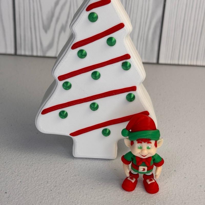 Christmas Mini Articulated Figures Set - Santa, Green Grump, Elf, Gingerbread Man, Reindeer - 3D Printed Holiday Toys