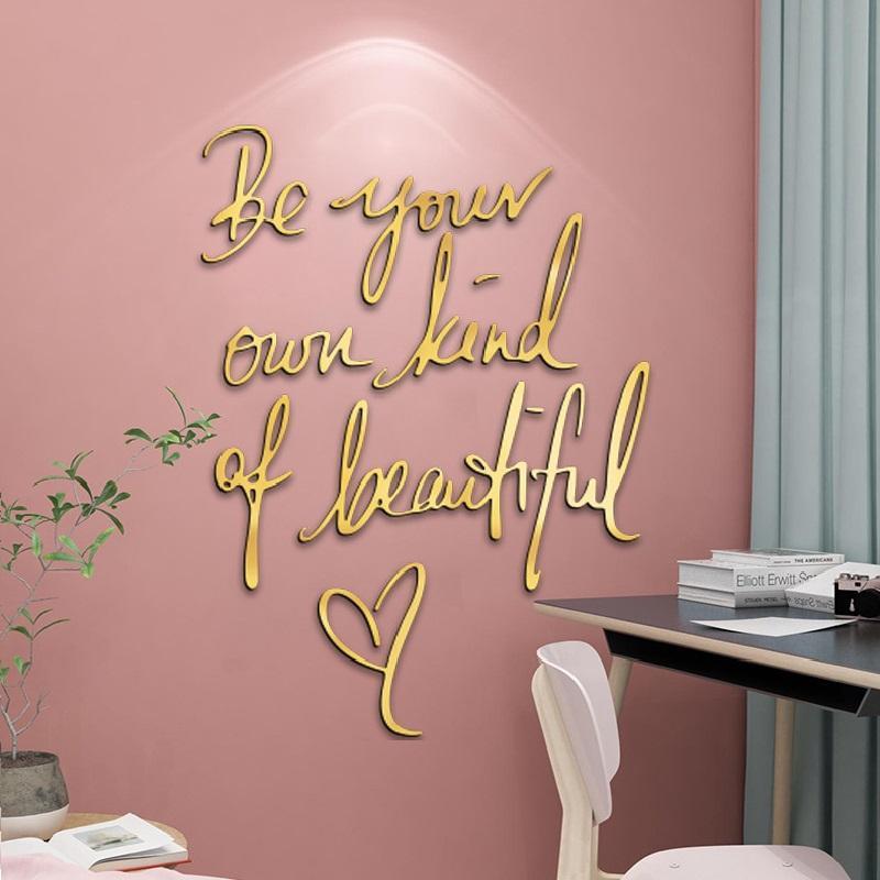 Letter Pattern Acrylic Wall Sticker, 1 Count 3d Wall Decal, Modern Wall Decorative Sticker for Home Living Room Bedroom Office, Sticker Decorations, Home Decor