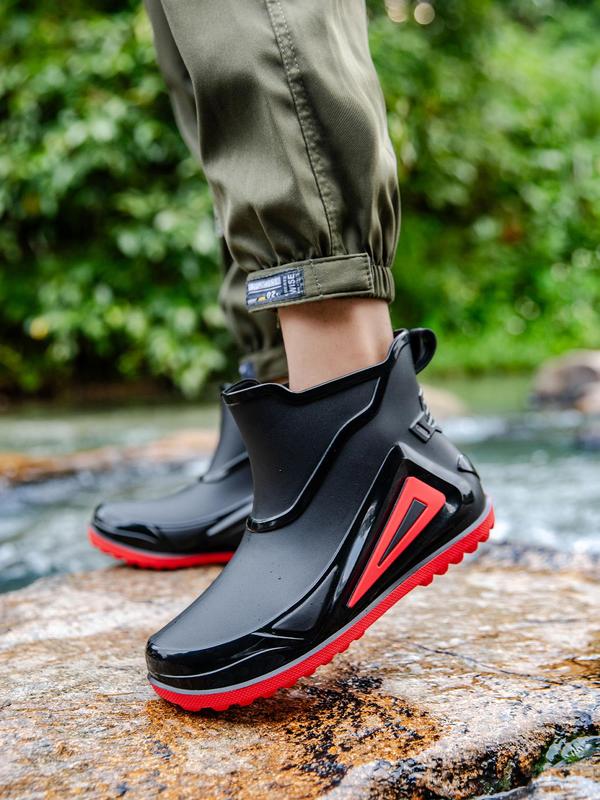 Men's Fashionable Waterproof Non-slip Rain Boots, Casual Outdoor Camping Rain Boots, Male All-match Round Toe Shoes for Daily Use