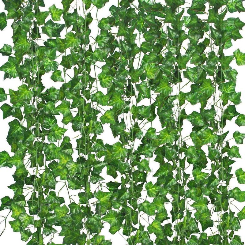 12 Pack Fake Vines for Room Decor Artificial Ivy Garland with Clip Green Flowers Hanging Plants Faux Greenery Leaves Bedroom Aesthetic Decor