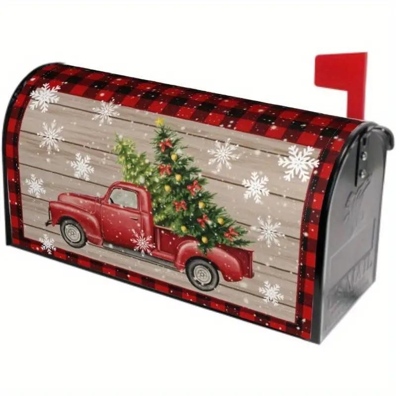 Magnetic Christmas Decoration Mailbox Cover, 1 Count Festive Winter Scene Pattern Mailbox Cover, Outdoor Holiday Decor for Home, Patio & Garden