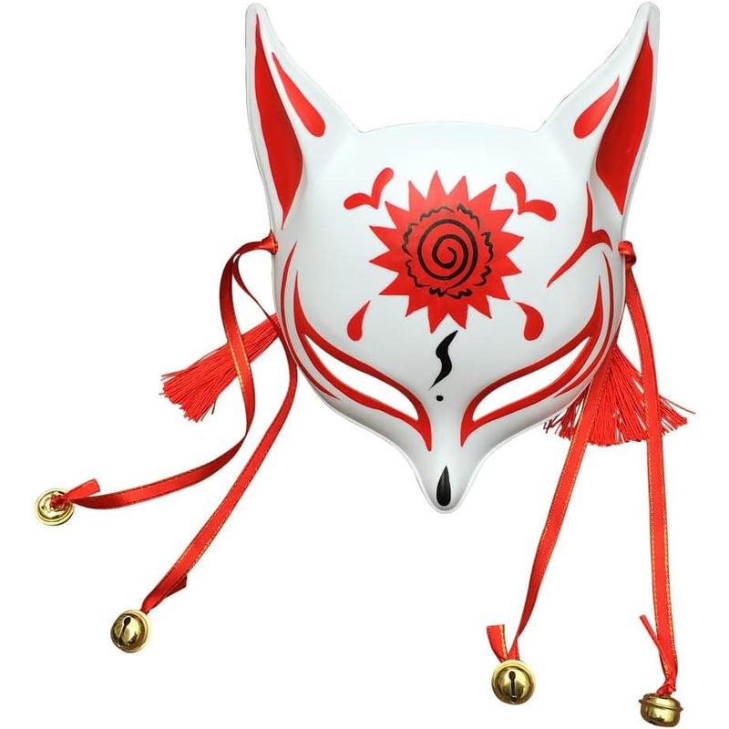 Kitsune Mask for Halloween Costume,Traditional Fox Kabuki Anime Masquerade Ball Party