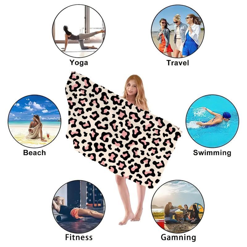 Leopard Print Beach Towel, Beach Blanket, Mat, Soft Absorbent Swimming Towel, Lightweight Quick-drying Towel for Swimming Beach Vacation Camping, Beach Trip, Travel Essentials, Vacation Sets, Swimsuit for Women 2024, Gifts