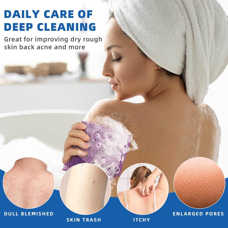 African Net Sponge Authentic, New Upgrade Authentic African Exfoliating Sponge Real African Net Black Owned, African Bath Sponge Back Scrubber, Skin Smoother for Daily Use, Body Exfoliator Shower Bathing Accessories - Gold & Rose Pink & Black  & Yellow