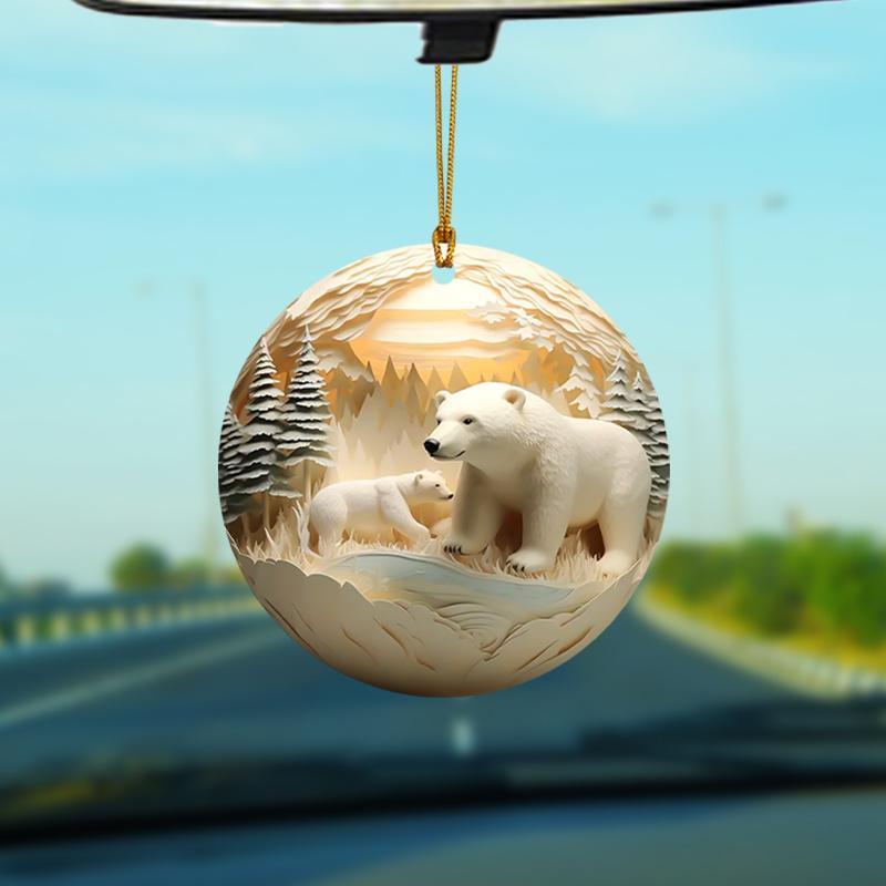 Polar Bear Design Hanging Ornament, 1 Count 2D Acrylic Hanging Decor, Winter Christmas Tree Festival Home Kitchen Outdoor Decor