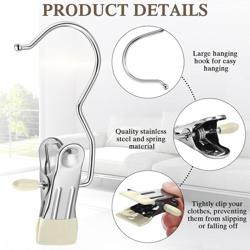 S Shaped Hook, 20pcs Multifunctional Stainless Steel Hanger Clip, Space Saving Hanger for Jeans, Hats, Towels, Home Organizer