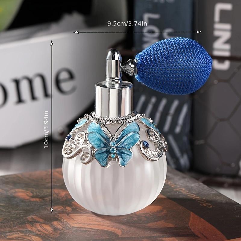 Vintage Glass Perfume Bottle with Spray Atomiser & Squeeze Ball, 50ml Empty Essential Oil Dispenser, Refillable Perfume Bottle for Home Travel