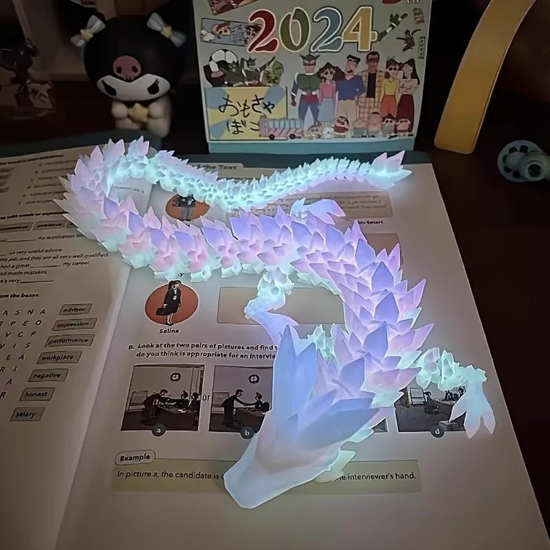 3D Printed Luminous Dragon Statue, 1 Count Creative Animal Themed Figurine, Desktop Decoration for Home Office