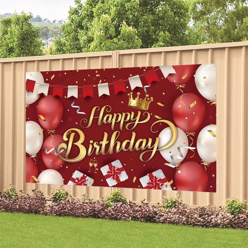 Red and  Birthday Paty Backdrop Red and  Happy Birthday Banner Red and  Photography Background for Home Decorations Party Supplies 70.8 x 47.2 Inch