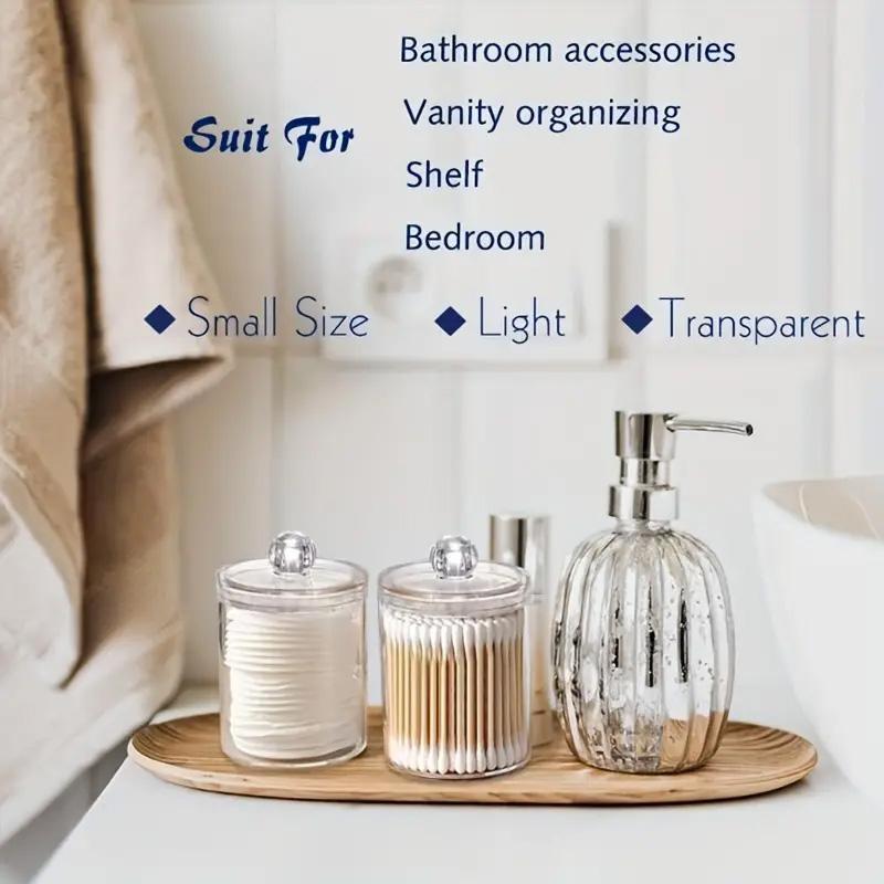 Clear Apothecary Jar with Lid, 2 Counts Cotton Ball Cotton Swab Cotton Round Pads Floss Canister, Home Organizer for Bathroom Bedroom Living Room