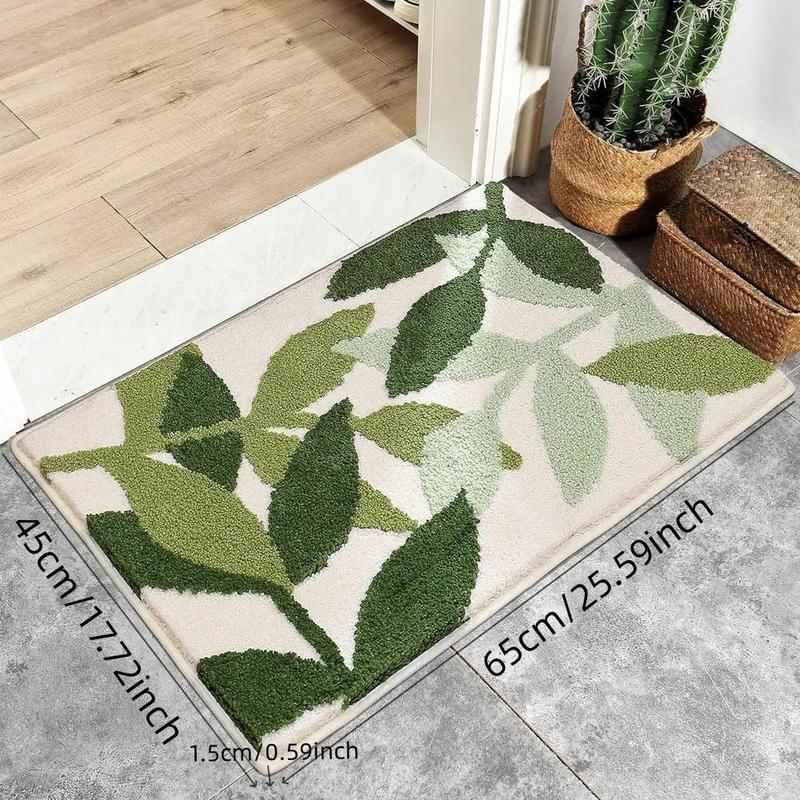 Leaf Pattern Bathroom Mat, 1 Count Non-slip Soft Bath Mat, Water Absorbent Bath Rug, Bathroom Accessories, Home Decor