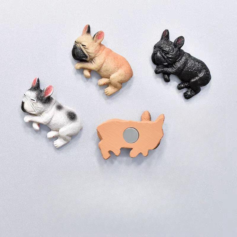 3D French Bulldog Design Fridge Magnet, 4 Counts set Cute Dog Shaped Magnet, Home Decor for Refrigerator Whiteboard Map