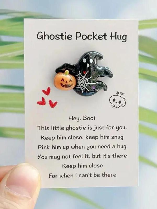 Ghost Pocket Hug & Encouragement Card, Multifunction Jewelry Making Charm, Perfect for Halloween, Birthdays, Weddings, and Back-to-school Gifts