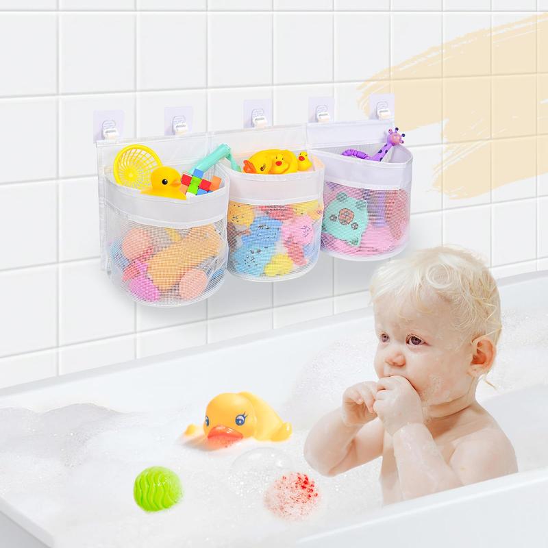 Bathroom Bath Toy Storage for Bathtub, Baby Bath Tub Toys Holder, Kids Mesh Shower Toy Organizer Basket