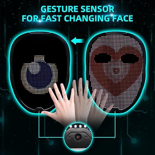 Led Mask with Bluetooth Programmable App,Shining Led Light Up Face Mask for Adult Kid Halloween Masquerade Party