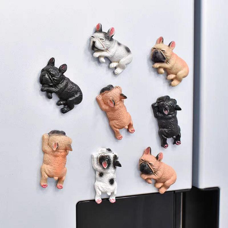 3D French Bulldog Design Fridge Magnet, 4 Counts set Cute Dog Shaped Magnet, Home Decor for Refrigerator Whiteboard Map