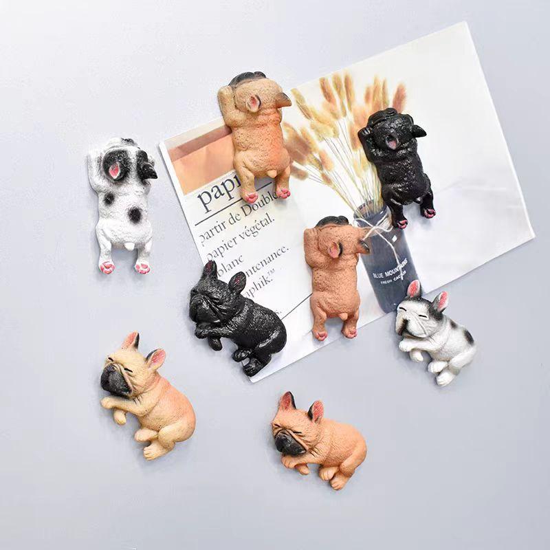 3D French Bulldog Design Fridge Magnet, 4 Counts set Cute Dog Shaped Magnet, Home Decor for Refrigerator Whiteboard Map