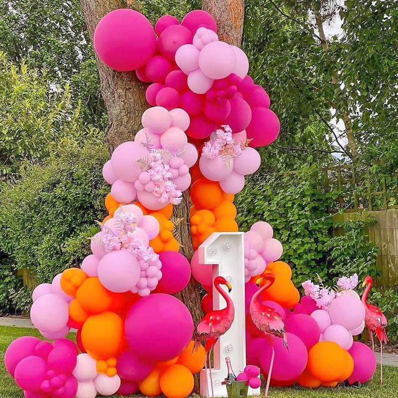 129pcs Pink Balloons Different Sizes 18 12 10 5 Inches for Garland Arch, Pink Balloons for Valentine's Day Birthday Baby Shower Gender Reveal Wedding Party Decoration